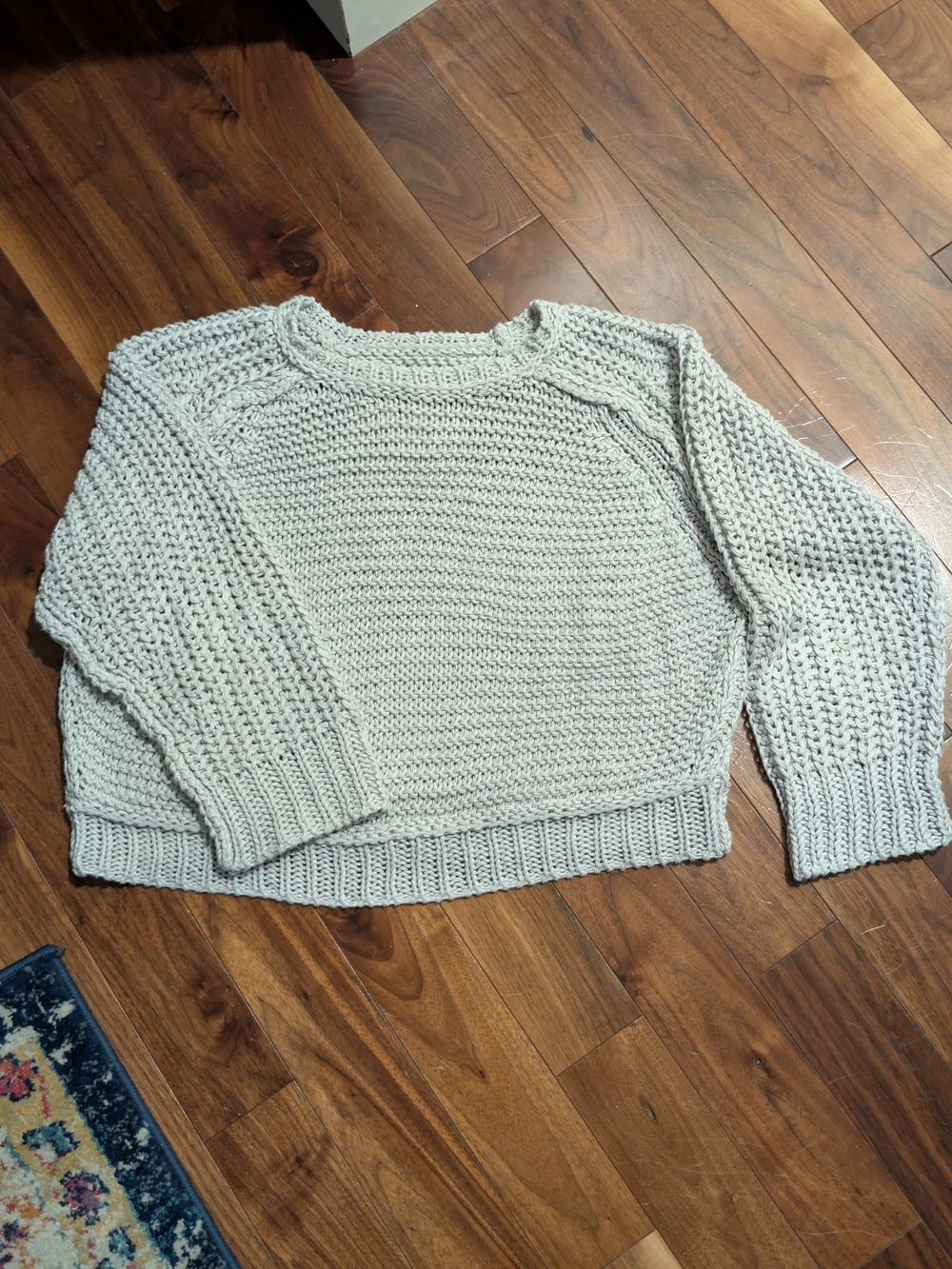 Free People Women's Light Gray Open-Knit Linen Sweater